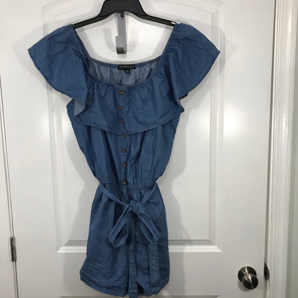 Derek Heart Blue Off-Shoulder Romper Size 2X CB-00
